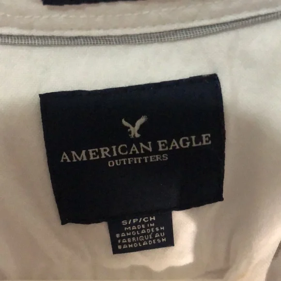 American Eagle White Shortsleeve Button Up - Picture 2 of 3
